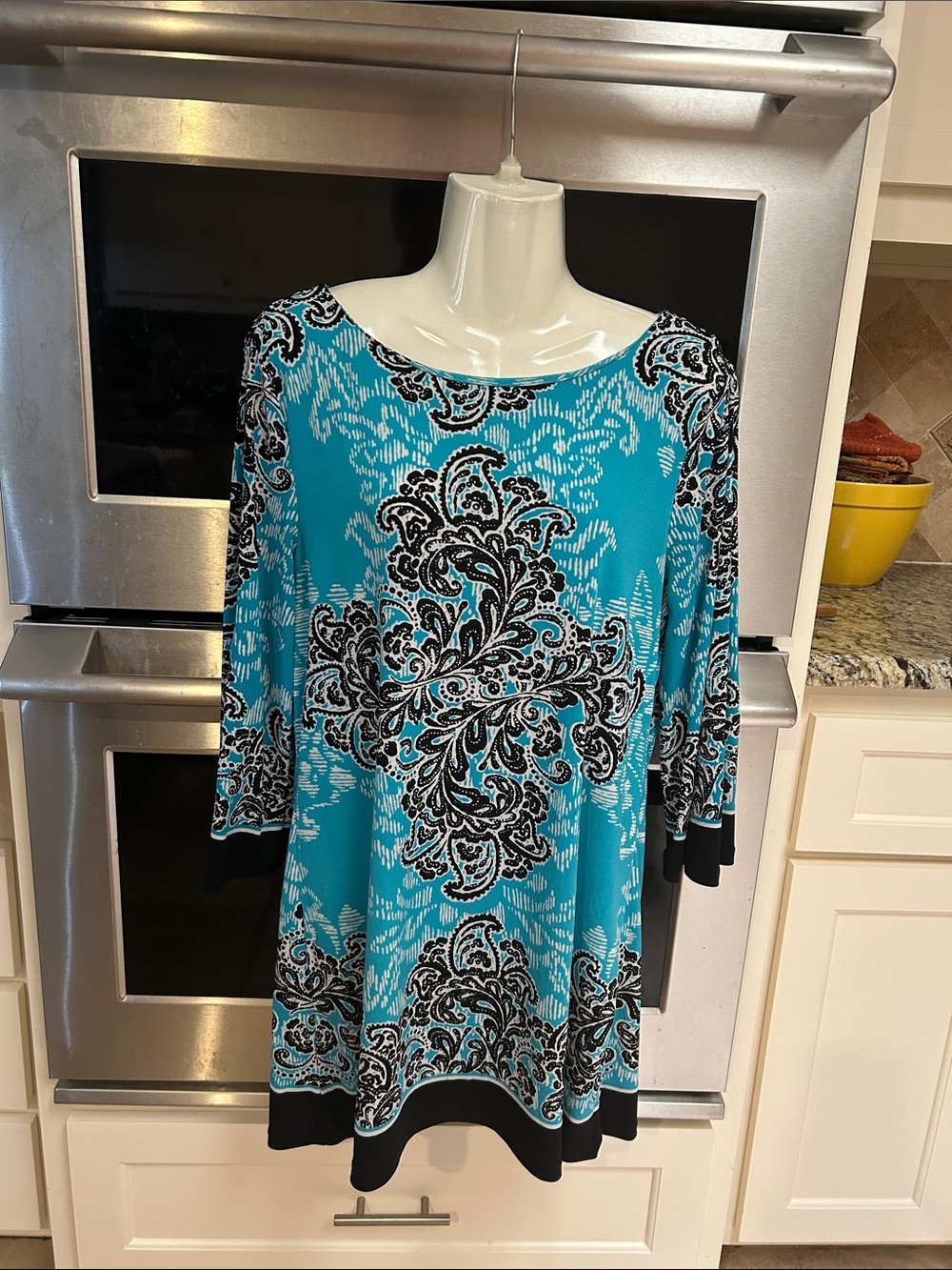 Style & Co. Turquoise Paisley Tunic with Black Trim